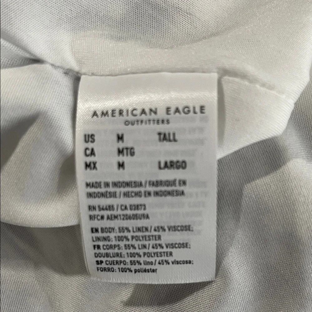 American Eagle Plaid Babydoll Shorts Romper Black White Linen Blend Pockets M - Picture 10 of 13